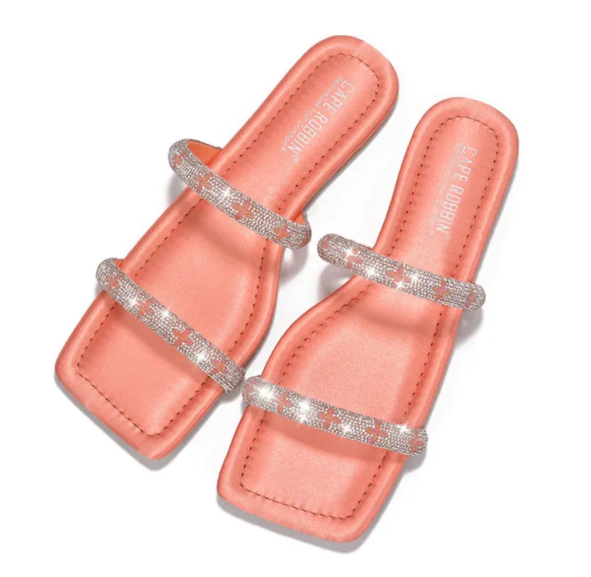 $25 Orange Rhinestone Sandals
