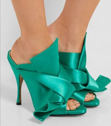 Fashion Fabric Bow Peep Toe High Heel Sandals