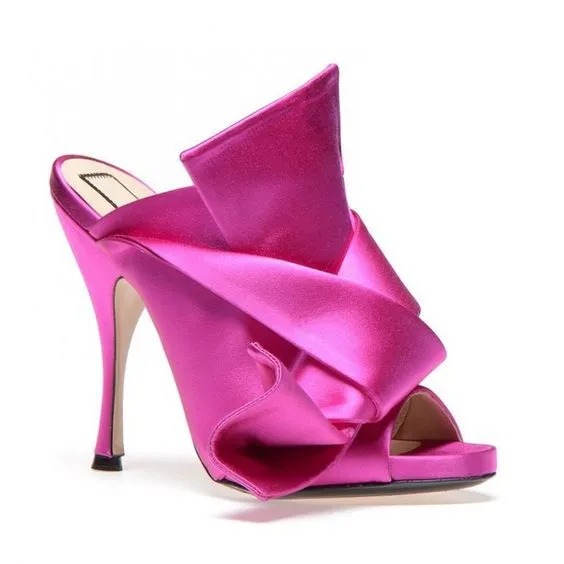 Fashion Fabric Bow Peep Toe High Heel Sandals