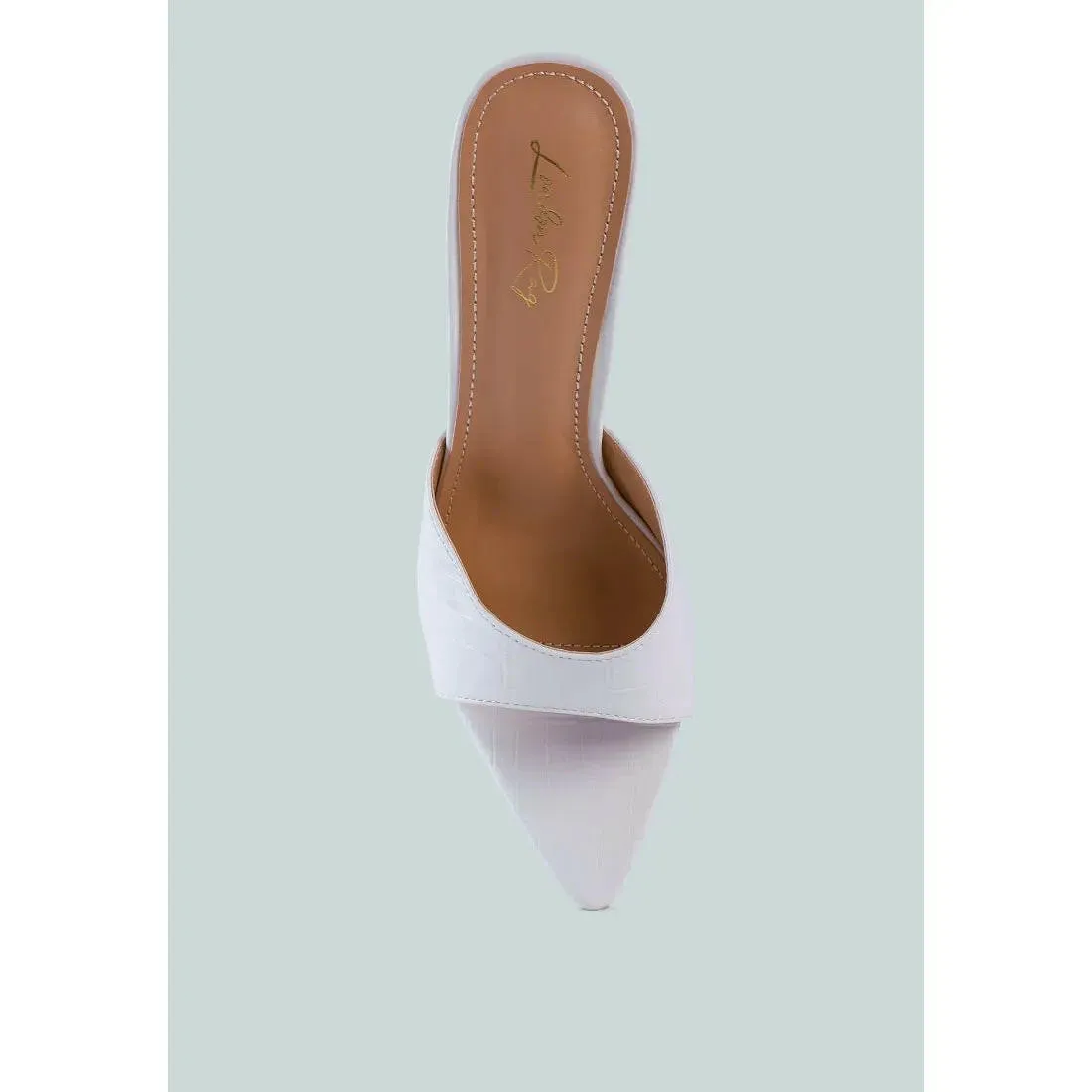 French Cut Croc Texture Patent Faux Leather Sandals