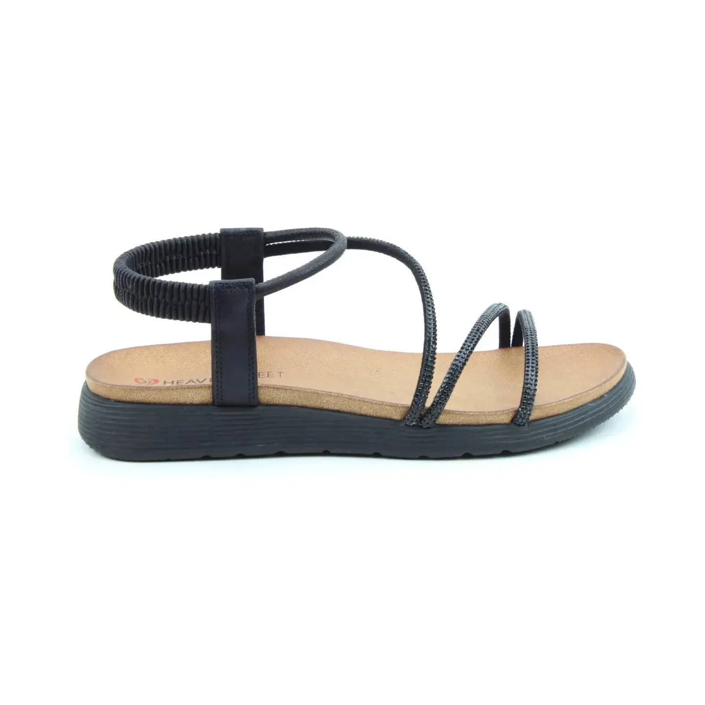 Heavenly Feet Vegan Friendly Litesoles Aperol Sandal BLACK .