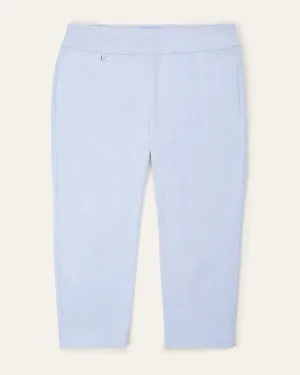 Jayla Seersucker Cropped Work Pant | Light Blue / White