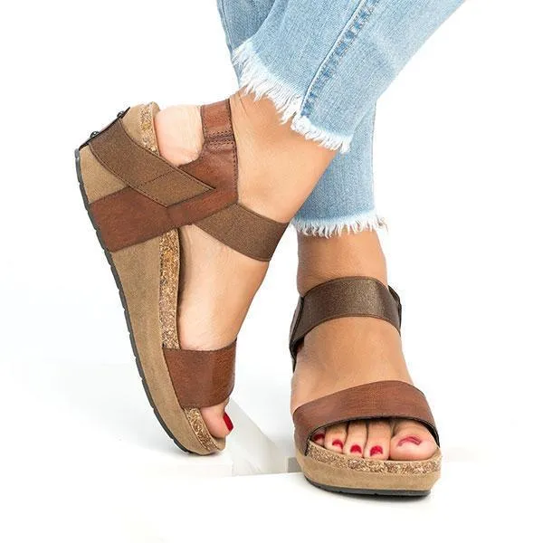 Kimemoda Womens Leopard Wedge Platform Slip On Sandals