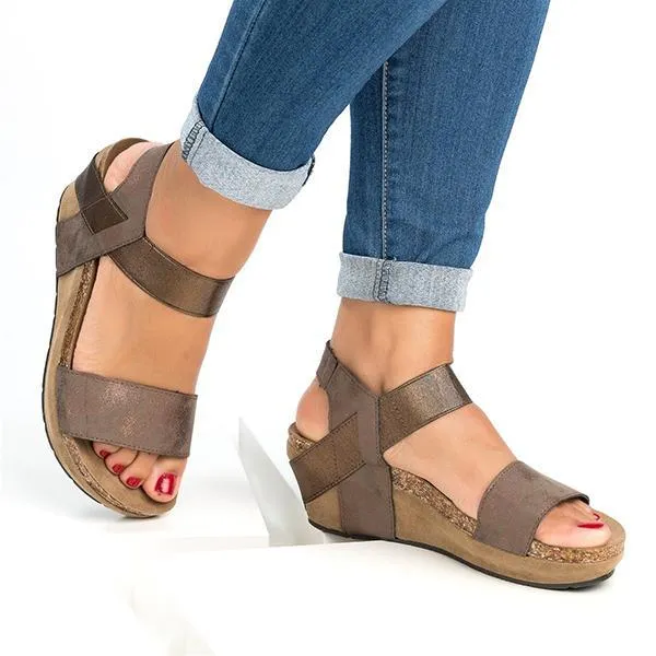 Kimemoda Womens Leopard Wedge Platform Slip On Sandals