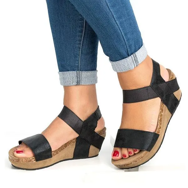 Kimemoda Womens Leopard Wedge Platform Slip On Sandals