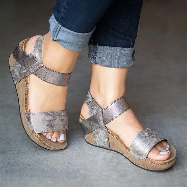 Kimemoda Womens Leopard Wedge Platform Slip On Sandals