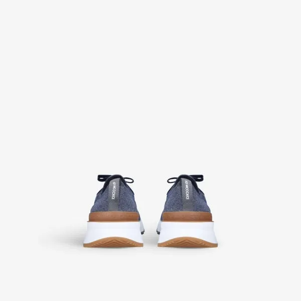Knitted low top sneakers with Brunello Cucinelli brand embossing, navy blue