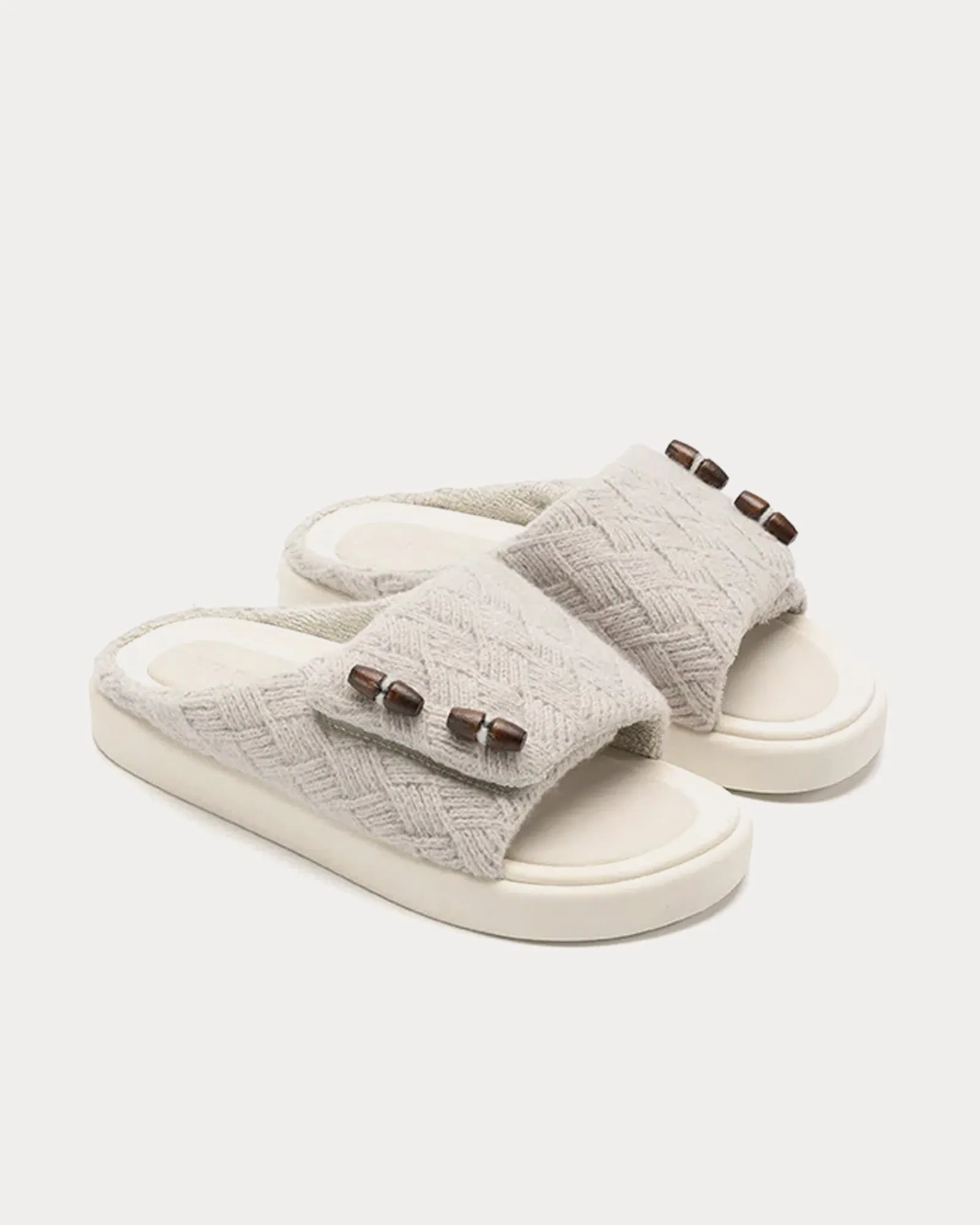 Knitting Cream White Sandals