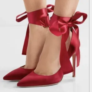 Red Closed Toe High Heel Sandals