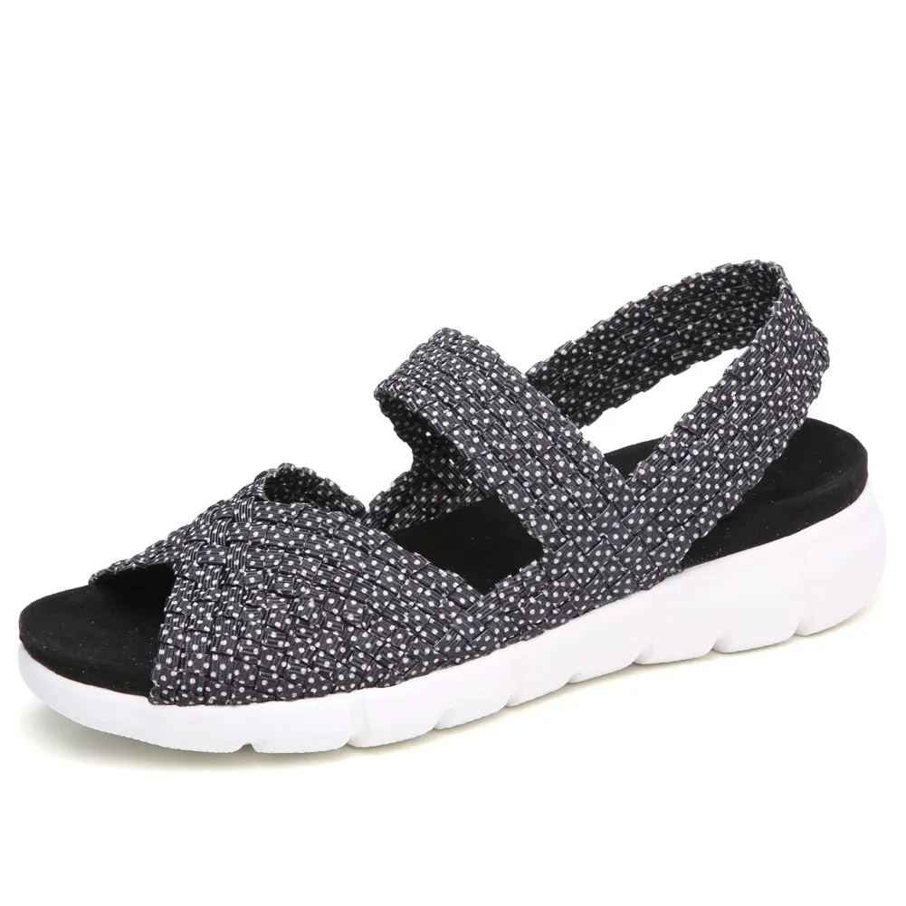 STQ 2020 Women Flat Sandals Shoes Women Woven Wedge Sandals Shoes Ladies Beach Summer Slingback Sandals Flipflops Shoes 802