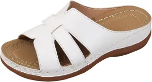 Summer Leather Platform Sandals for Women Comfortable Arch Support Soft Cushion Beach Wedges Sandals Leather Casual Dress Open Toes Non Slip Shoes