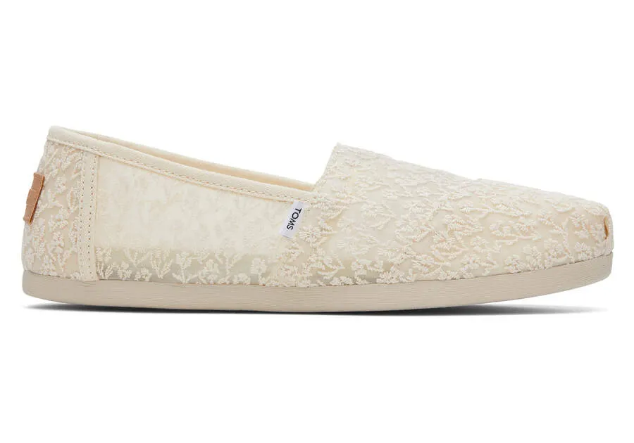 TOMS Womens Alpargata Floral Lace Espadrille - Natural