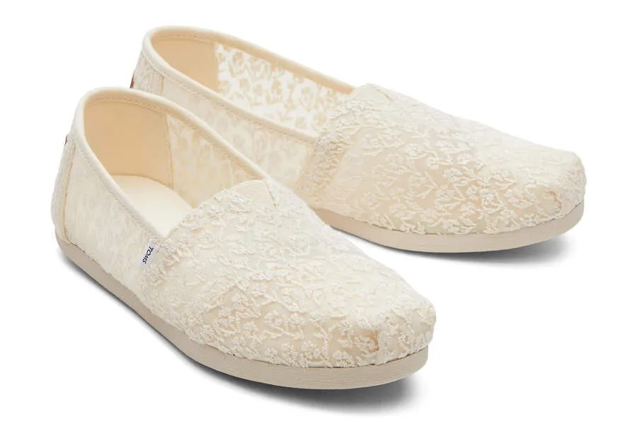 TOMS Womens Alpargata Floral Lace Espadrille - Natural