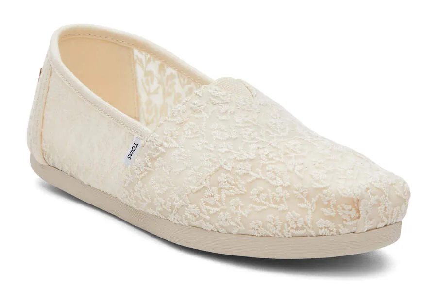 TOMS Womens Alpargata Floral Lace Espadrille - Natural