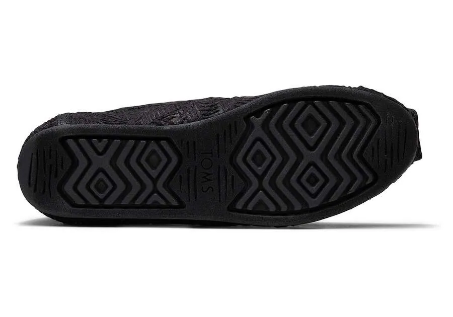 TOMS Womens Lace Alpargata Espadrille - Black