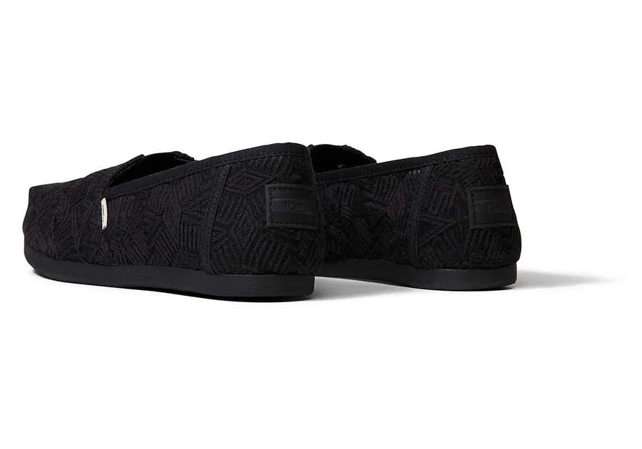 TOMS Womens Lace Alpargata Espadrille - Black