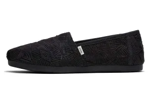 TOMS Womens Lace Alpargata Espadrille - Black