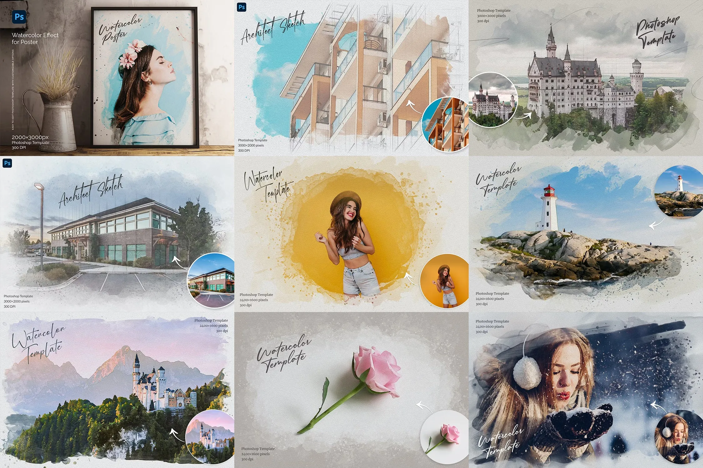 Watercolor Assets Bundle