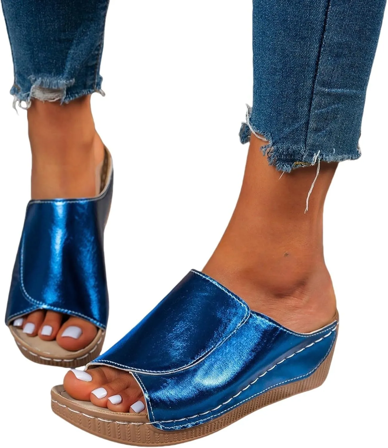 Women Walking Sandals Arch Support Orthotic Comfortable Non-Slip Casual Open Toe Sport Sandals Lightweight Athletic Yoga Mat Slippers for Walking Vacation