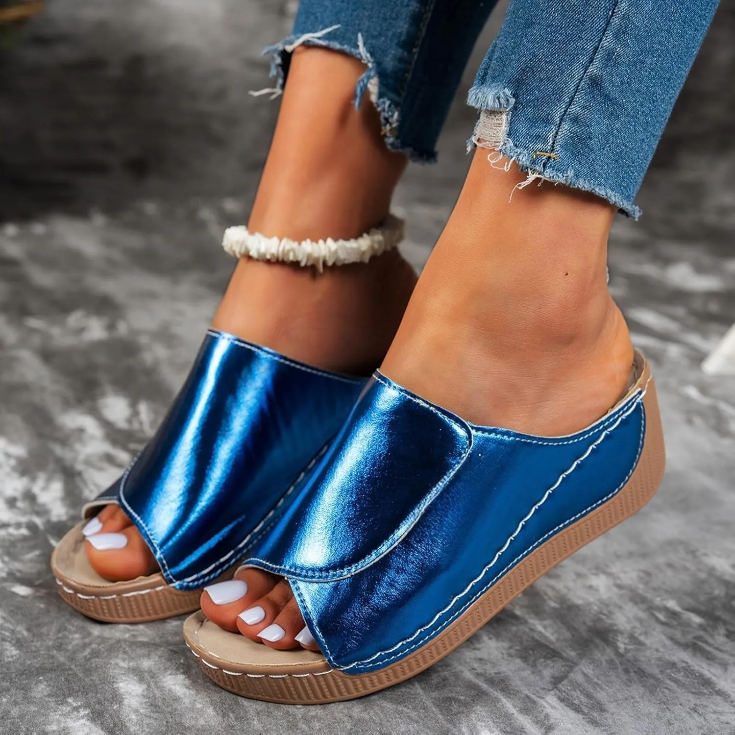 Women Walking Sandals Arch Support Orthotic Comfortable Non-Slip Casual Open Toe Sport Sandals Lightweight Athletic Yoga Mat Slippers for Walking Vacation